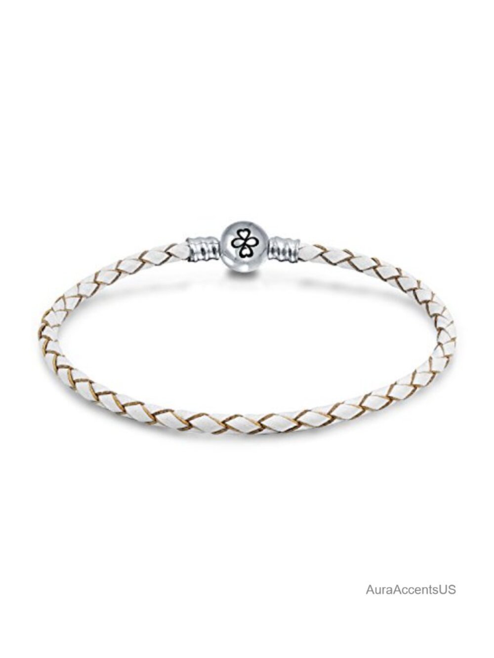 Sterling Silver Braided Leather Bracelet Ayllu Symbol Charm